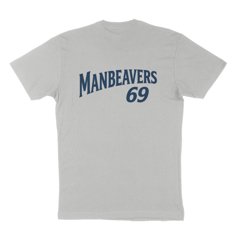 Custom t-shirt: "Manbeavers", Back print, heather-gray shirt
