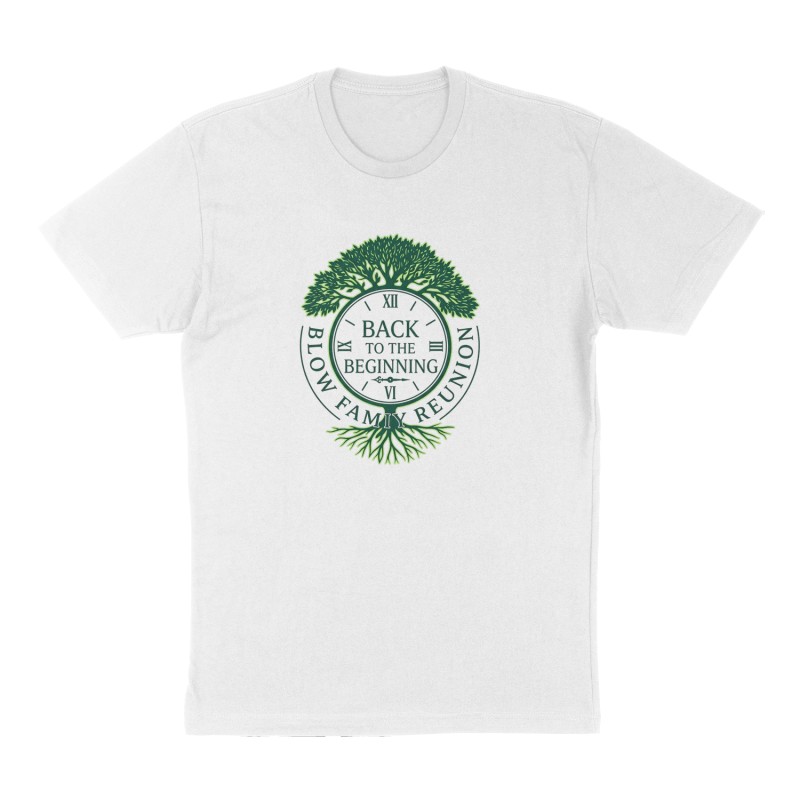 Custom t-shirt: "Back to the beginning", Front print, white shirt