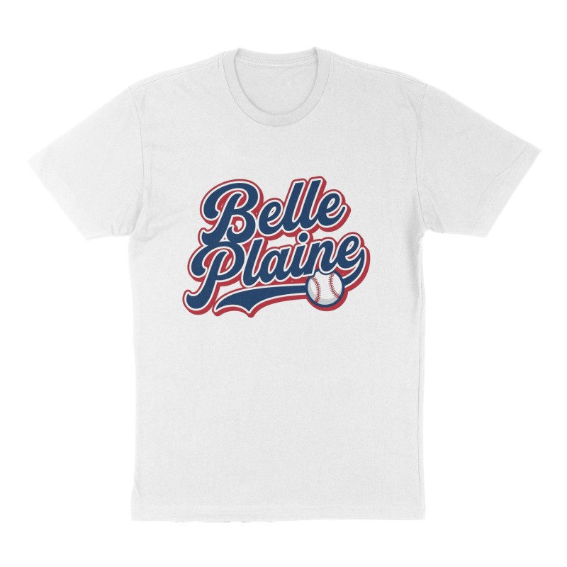Custom t-shirt: "Belle Plaine", Front print, white shirt