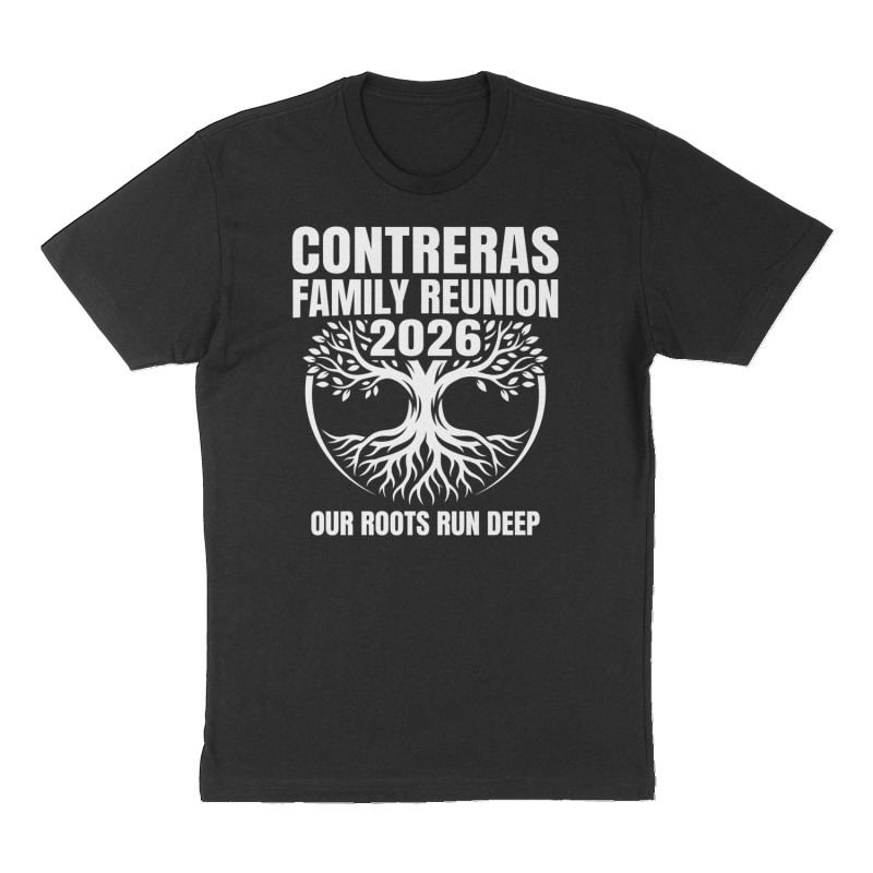 Custom t-shirt: "Contreras Family Reunion 2026", Front print, black shirt
