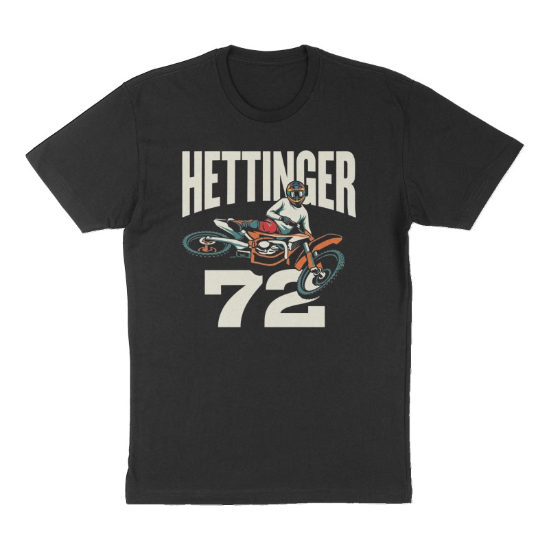 Custom t-shirt: "Hettinger 72", Front print, black shirt