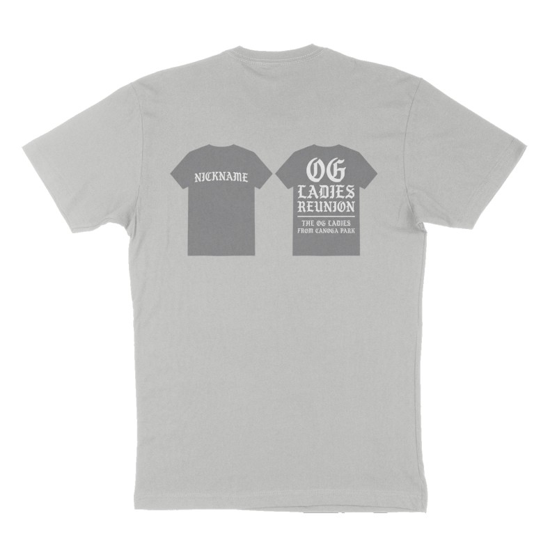 Custom t-shirt: "OG LADIES  REUNION ", Back print, heather-gray shirt