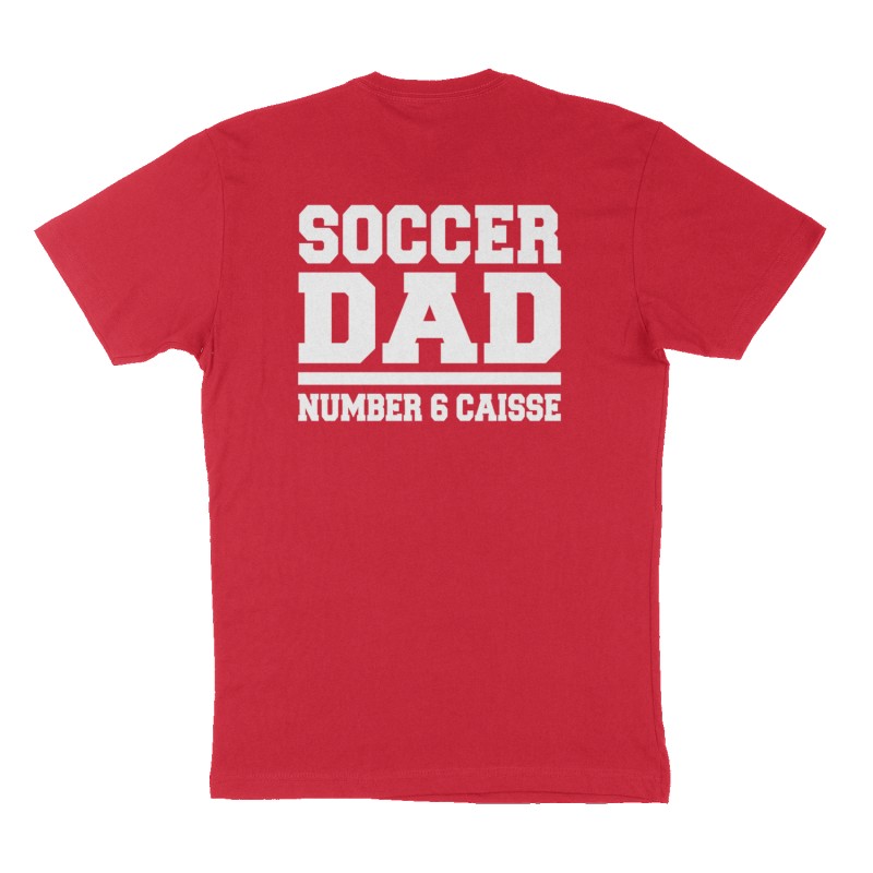 Custom t-shirt: "SOCCER DAD", Back print, red shirt