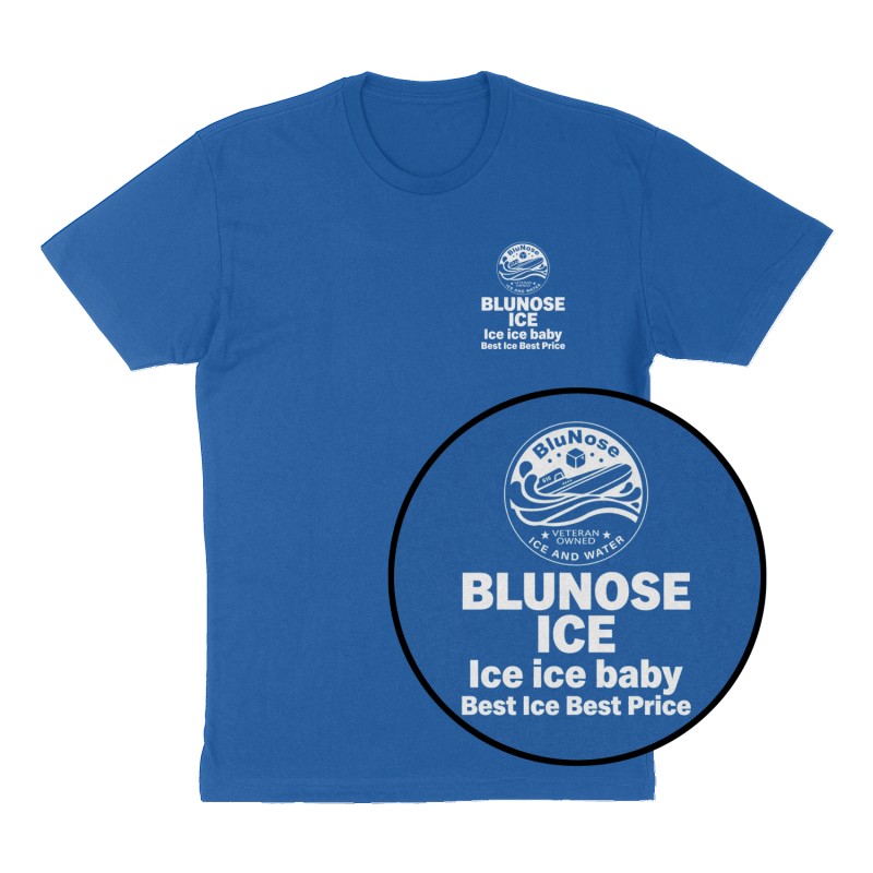 Custom t-shirt: "Blunose Ice", Left Chest print, royal-blue shirt