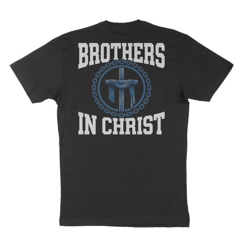 Custom t-shirt: "Brothers In Christ", Back print, black shirt