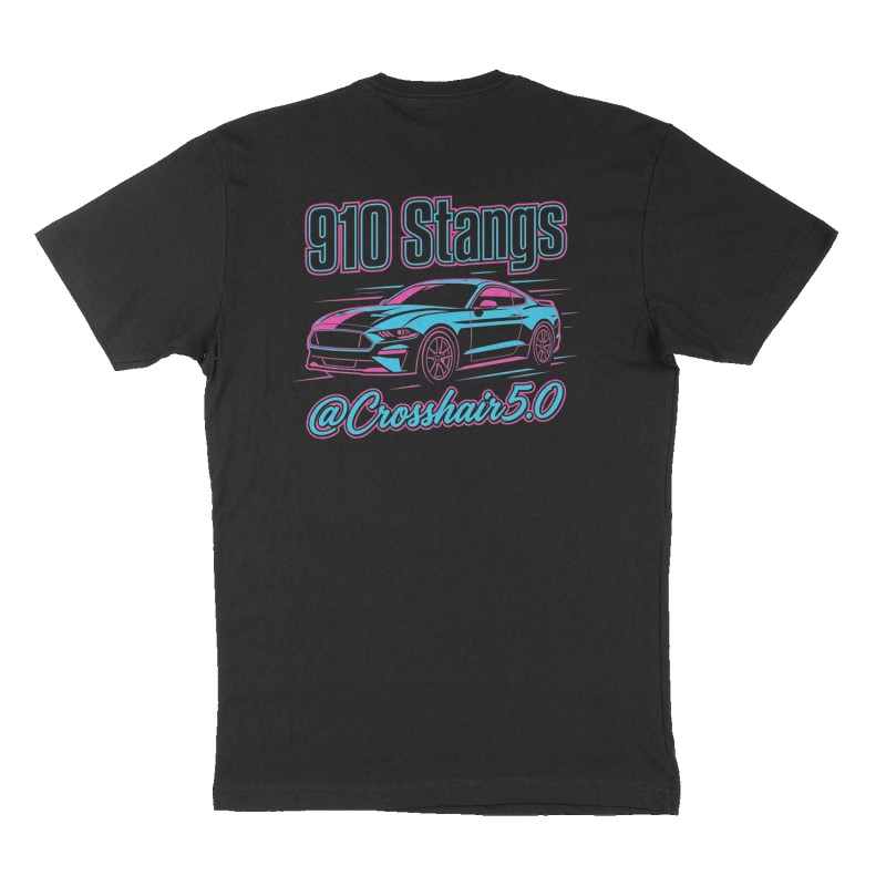 Custom t-shirt: "910 Stangs", Back print, black shirt