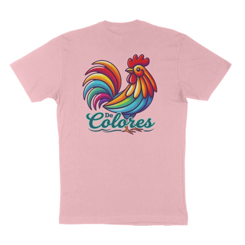 Custom t-shirt: "De Colores", Back print, pink shirt