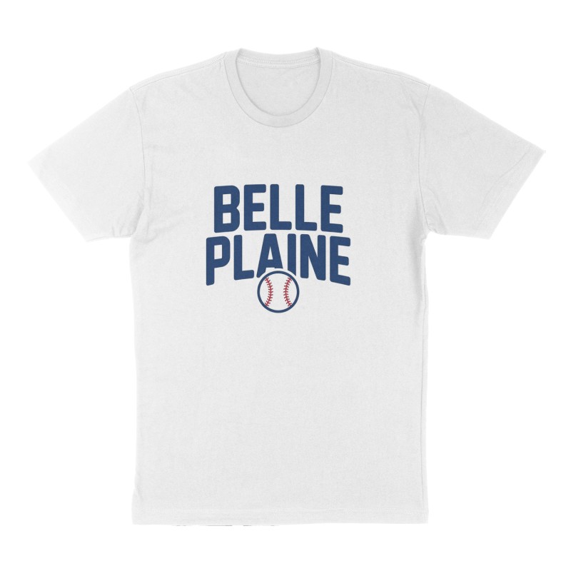 Custom t-shirt: "Belle Plaine", Front print, white shirt