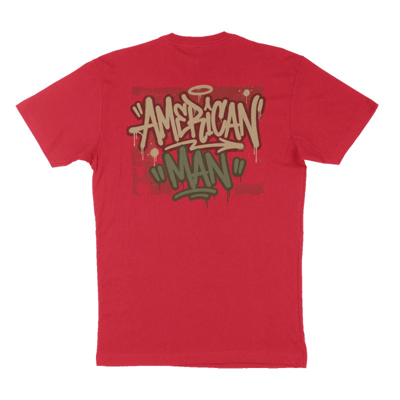 Custom t-shirt: "American", Back print, red shirt