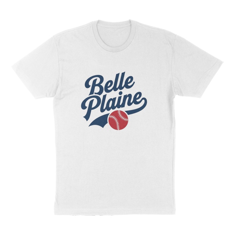 Custom t-shirt: "Belle Plaine", Front print, white shirt