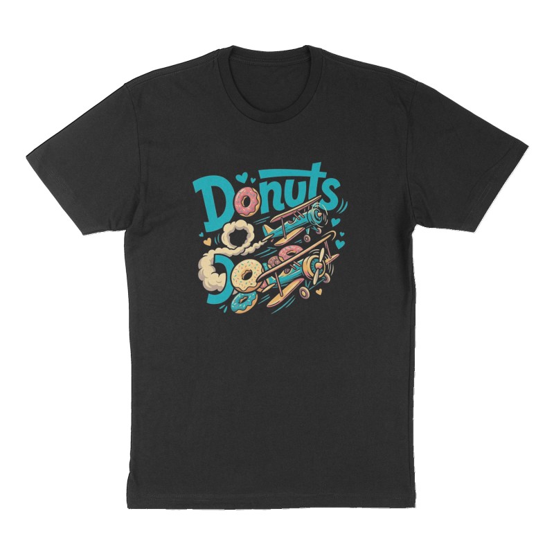 Custom t-shirt: "Donuts", Front print, black shirt
