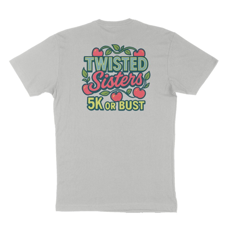 Custom t-shirt: "Twisted Sisters", Back print, heather-gray shirt