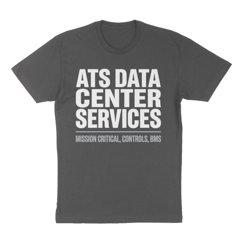Custom t-shirt: "ATS Data Center Services", Front print, charcoal shirt