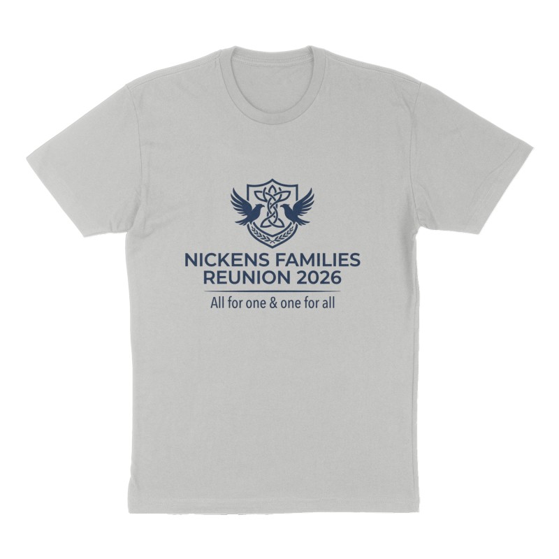 Custom t-shirt: "Nickens Families Reunion 2026", Front print, heather-gray shirt