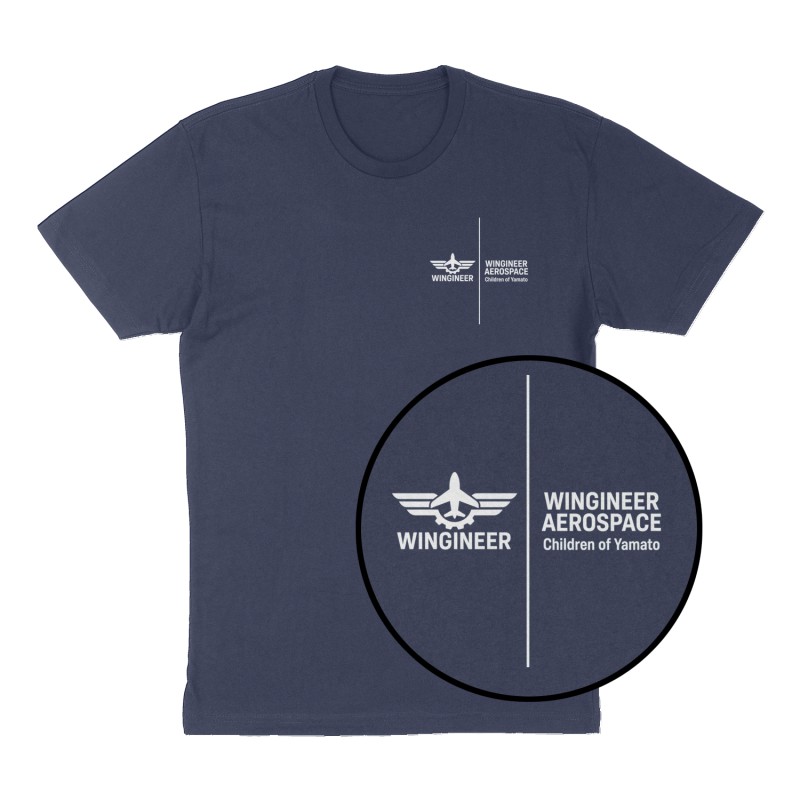Custom t-shirt: "WINGINEER AEROSPACE", Left Chest print, navy shirt