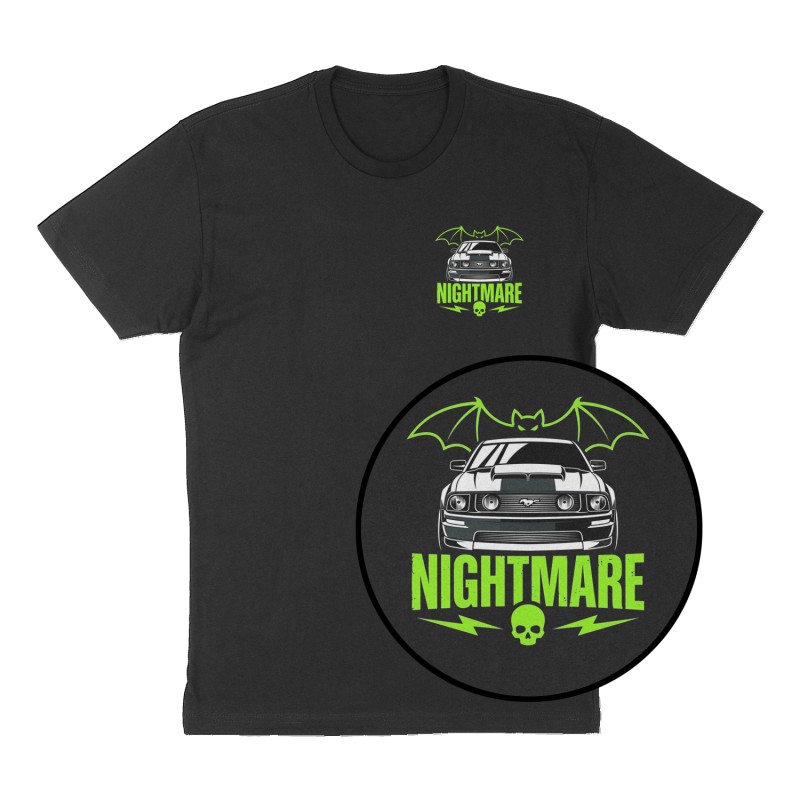 Custom t-shirt: "Nightmare", Left Chest print, black shirt