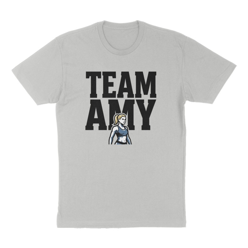 Custom t-shirt: "Team Amy", Front print, heather-gray shirt
