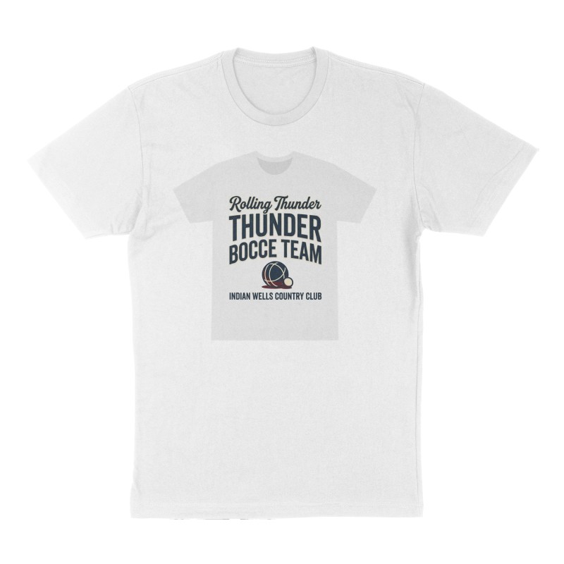 Custom t-shirt: "Rolling Thunder Bocce Team", Front print, white shirt