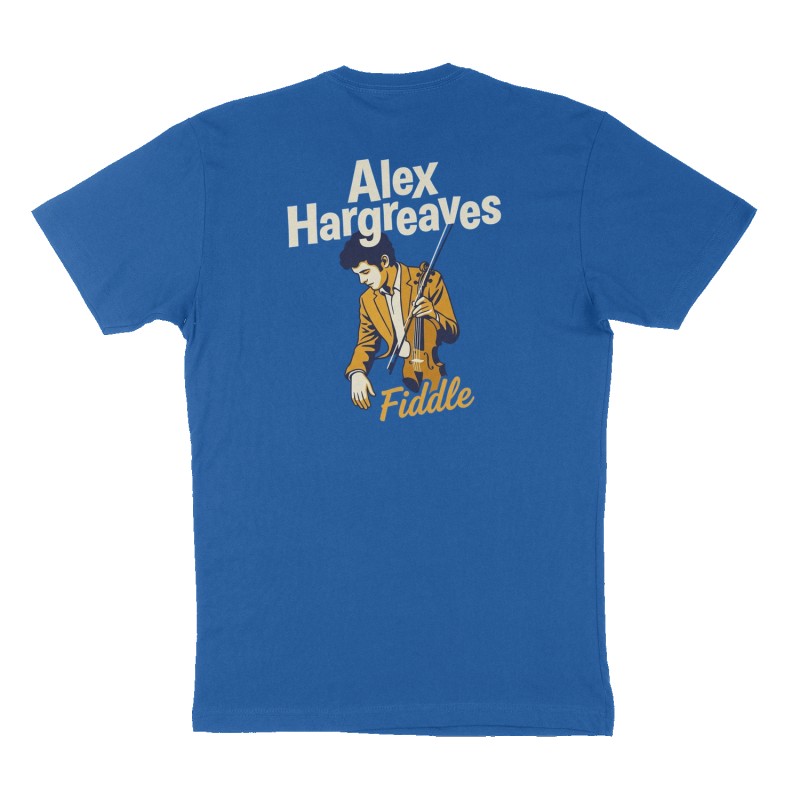 Custom t-shirt: "Alex Hargreaves ", Back print, royal-blue shirt