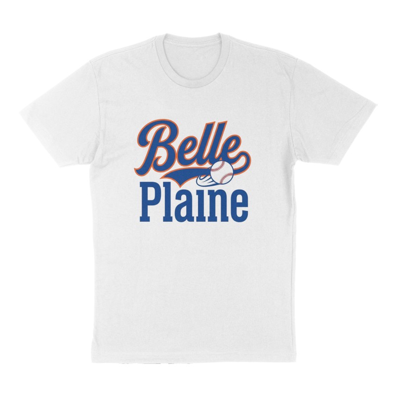 Custom t-shirt: "Belle Plaine", Front print, white shirt