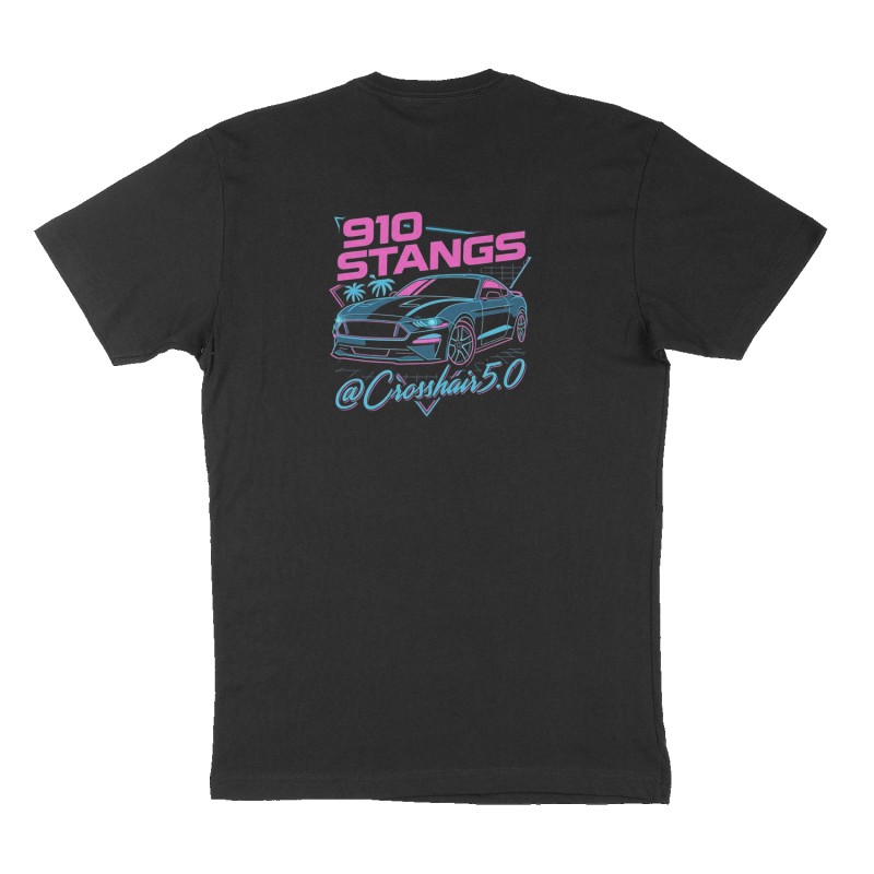 Custom t-shirt: "910 Stangs", Back print, black shirt