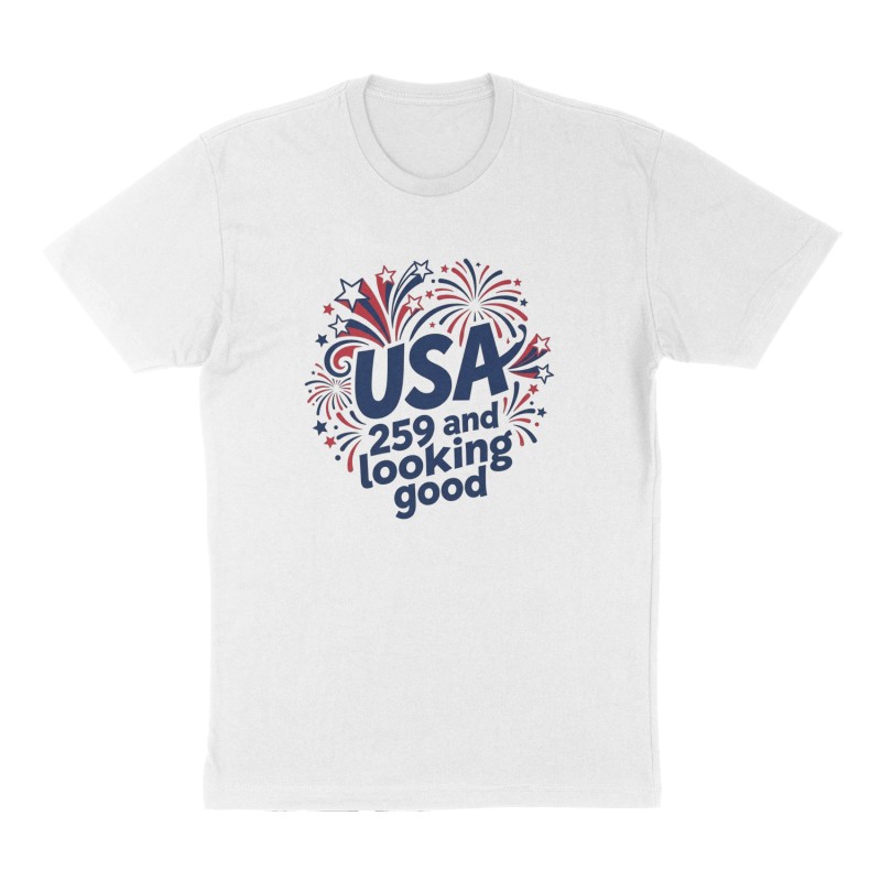 Custom t-shirt: "USA", Front print, white shirt