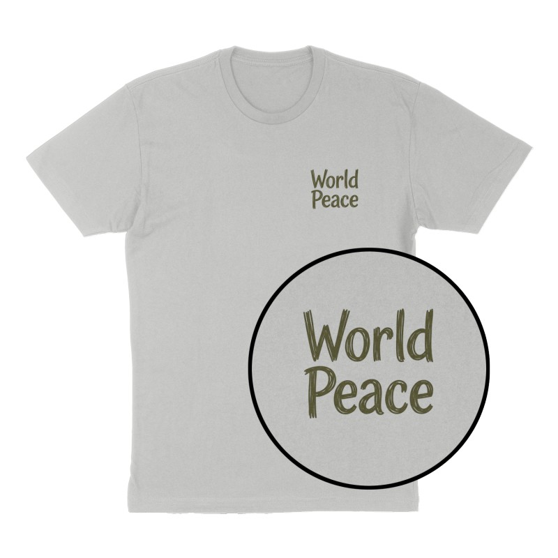 Custom t-shirt: "World Peace", Left Chest print, heather-gray shirt