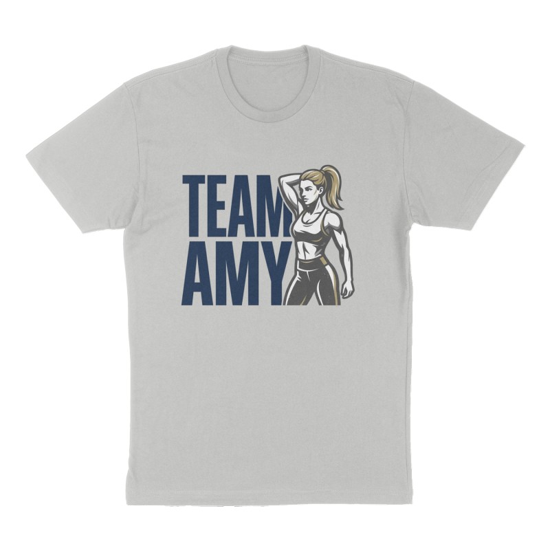Custom t-shirt: "Team Amy", Front print, heather-gray shirt