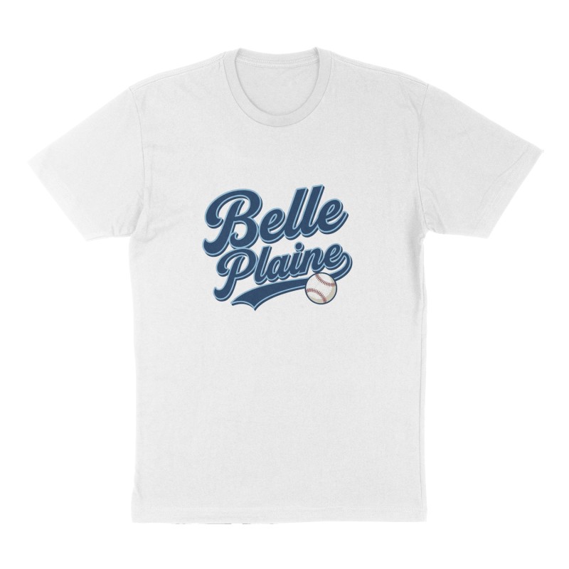 Custom t-shirt: "Belle Plaine", Front print, white shirt