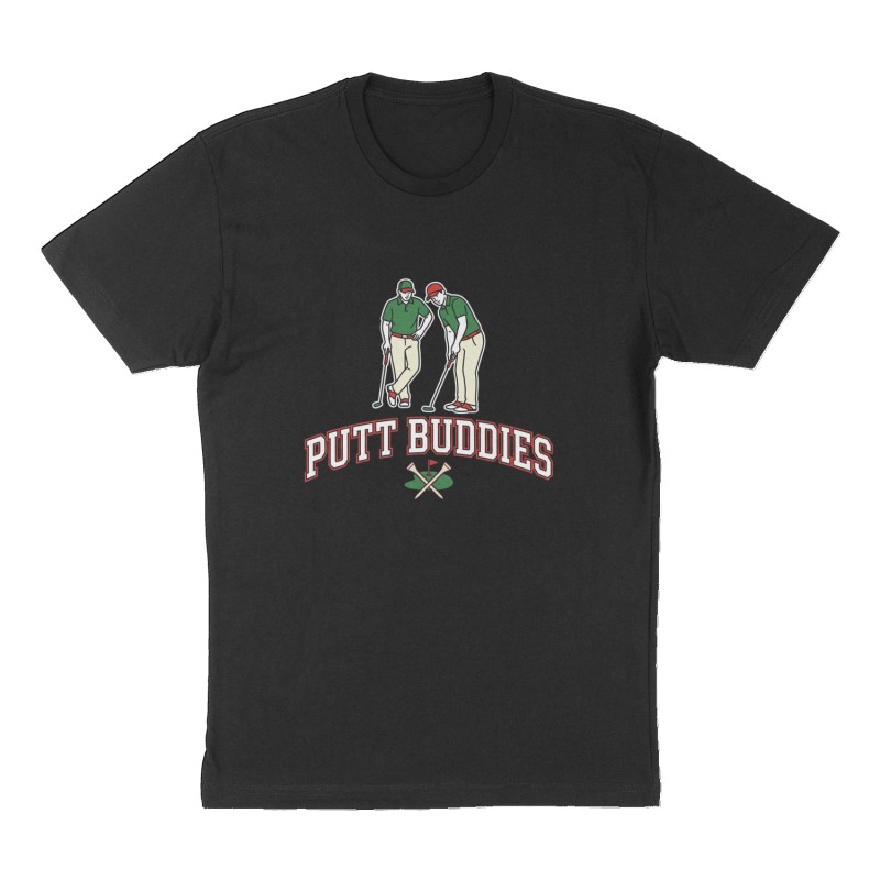 Custom t-shirt: "Putt buddies", Front print, black shirt