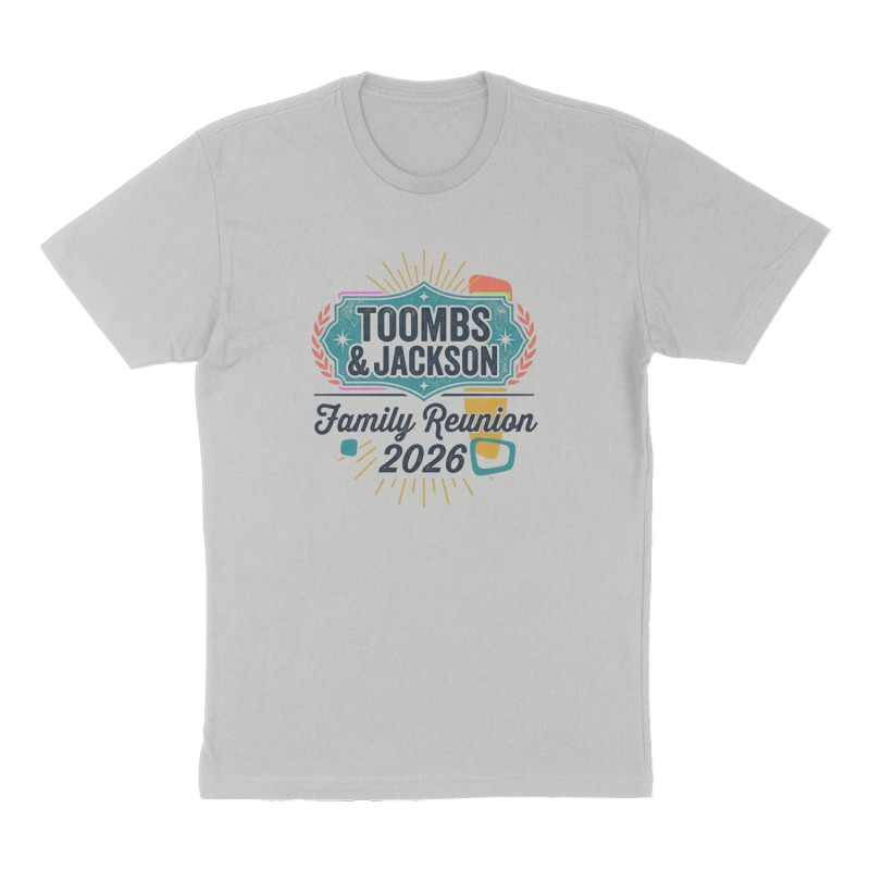 Custom t-shirt: "Toombs & Jackson Family Reunion 2026", Front print, heather-gray shirt