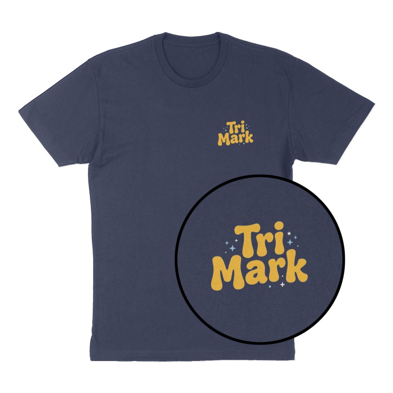 Custom t-shirt: "TriMark", Left Chest print, navy shirt