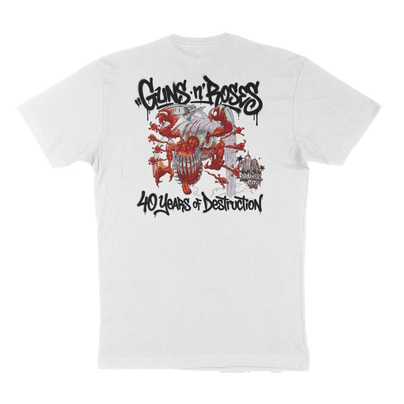 Attached design: "Guns n Roses", Back print, white shirt
