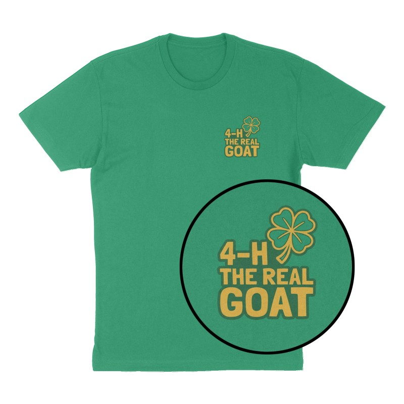Custom t-shirt: "4-H the real GOAT", Left Chest print, green shirt
