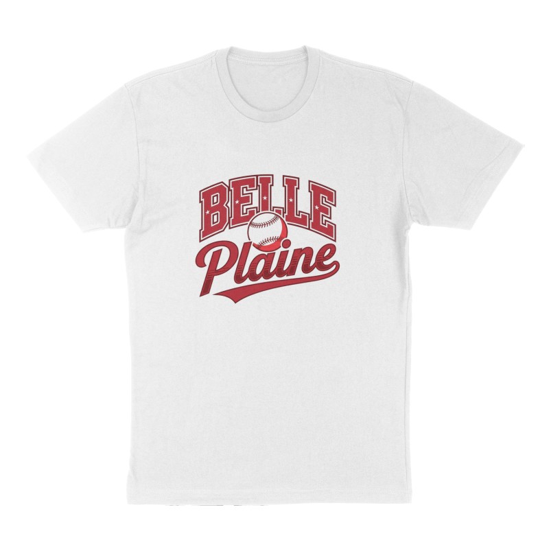 Custom t-shirt: "Belle Plaine", Front print, white shirt
