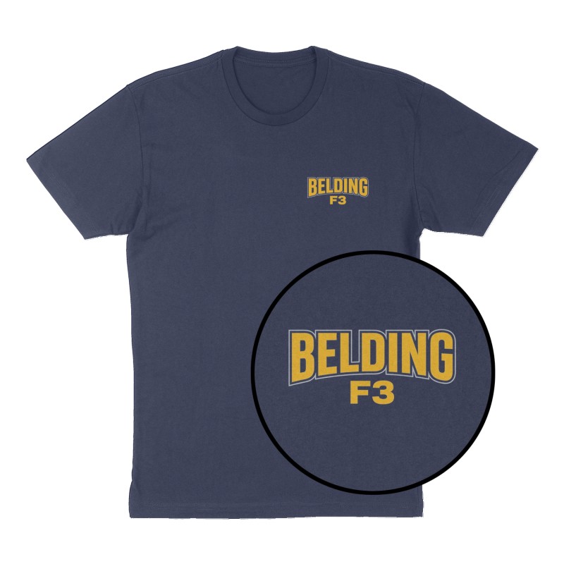Custom t-shirt: "Belding", Left Chest print, navy shirt