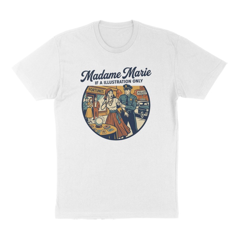 Custom t-shirt: "Madame Marie", Front print, white shirt