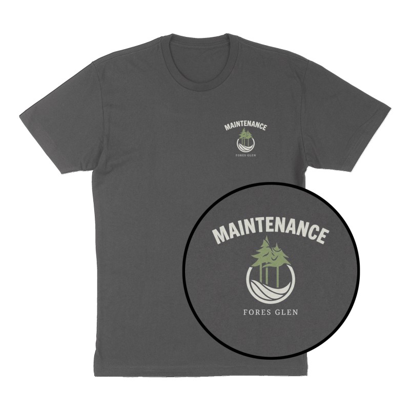 Custom t-shirt: "maintanence", Left Chest print, charcoal shirt