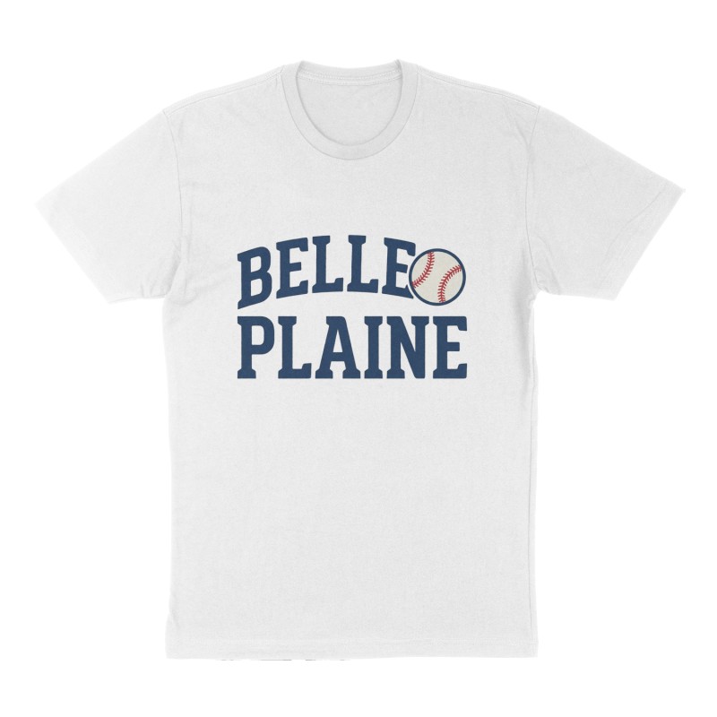 Custom t-shirt: "Belle Plaine", Front print, white shirt