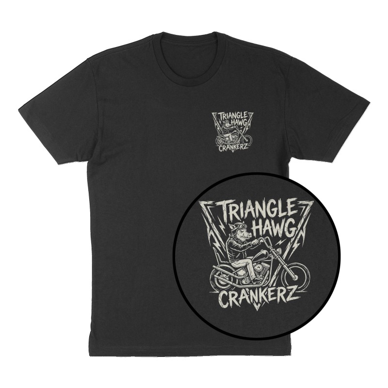 Custom t-shirt: "Triangle Hawg Crankerz", Left Chest & Back print, black shirt