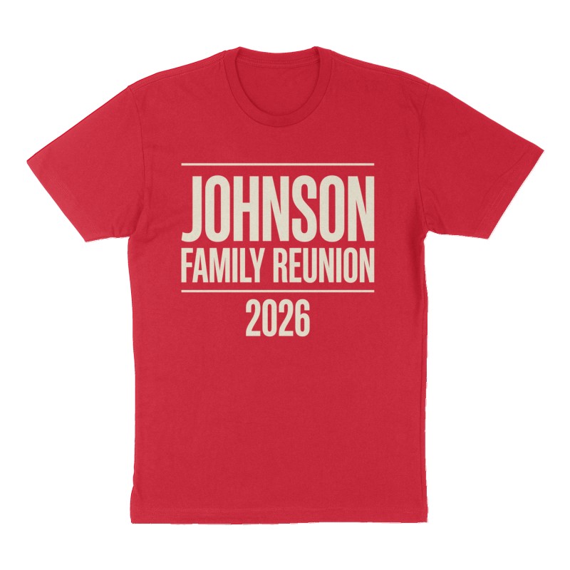 Custom t-shirt: "Johnson Family Reunion", red shirt