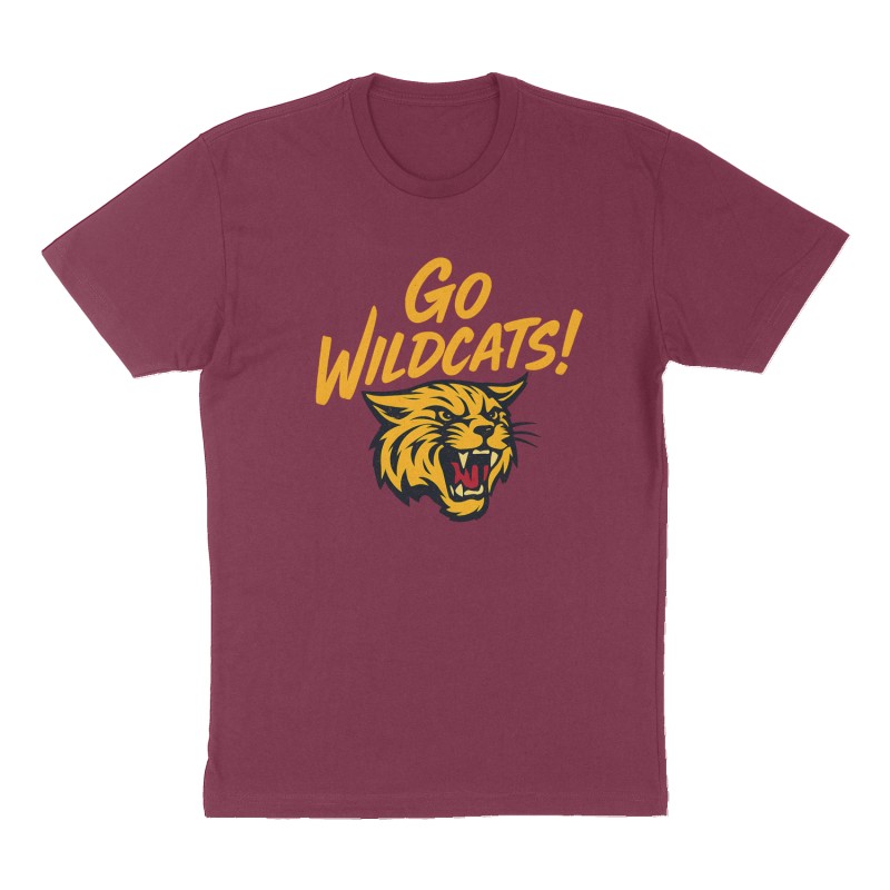 Custom t-shirt: "Go Wildcats!", Front print, maroon shirt