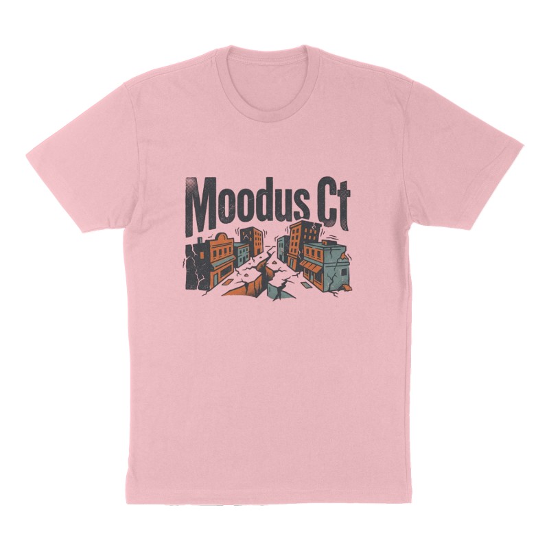 Custom t-shirt: "Moodus Ct", Front print, pink shirt