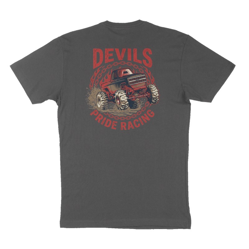 Custom t-shirt: "Devils Pride Racing", Back print, charcoal shirt