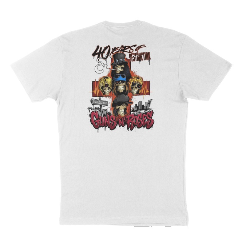 Custom t-shirt: "Guns n Roses", Back & Front print, white shirt