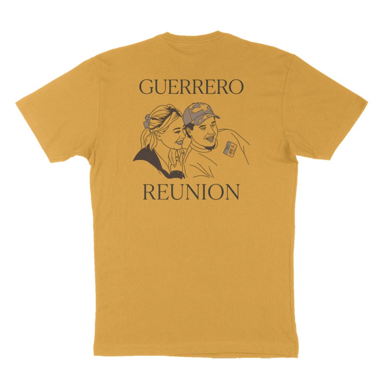 Custom t-shirt: "Guerrero Reunion ", Back print, mustard-yellow shirt