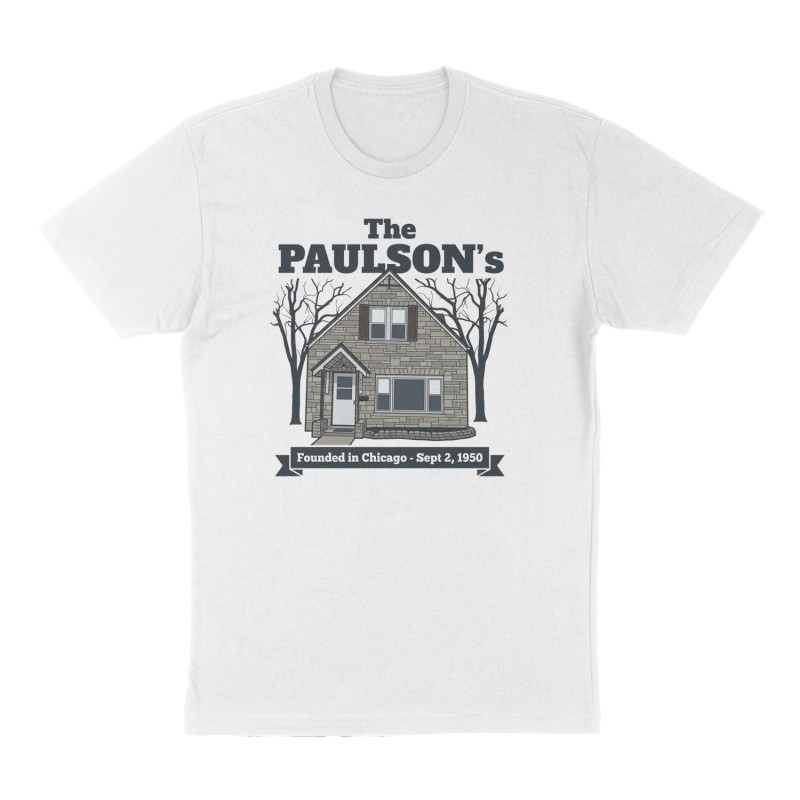 Custom t-shirt: "The PAULSON’s", Front print, white shirt