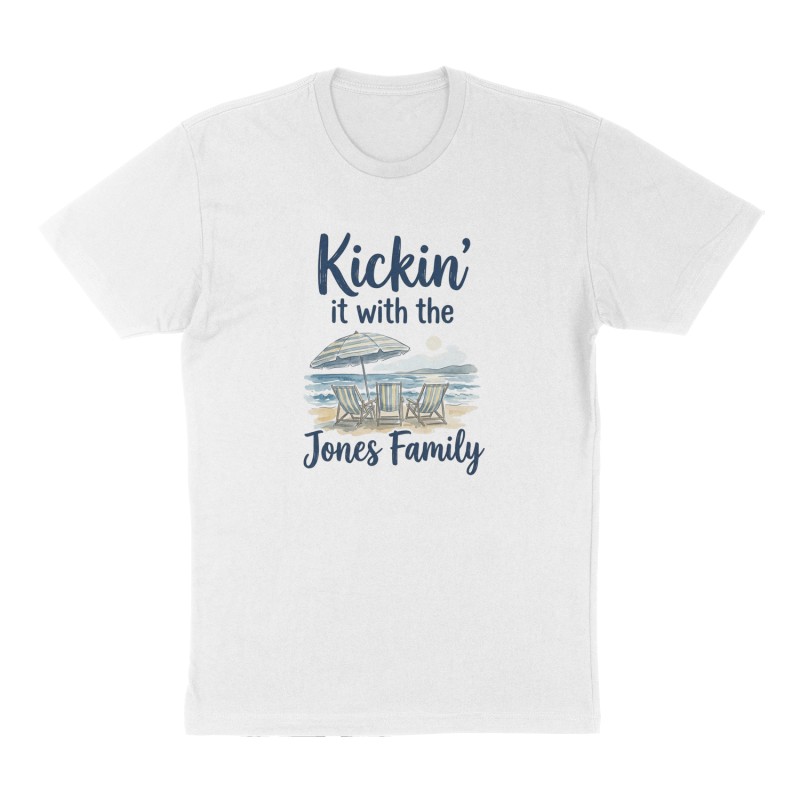 Custom t-shirt: " Kickin it with the Jones Family", Front print, white shirt