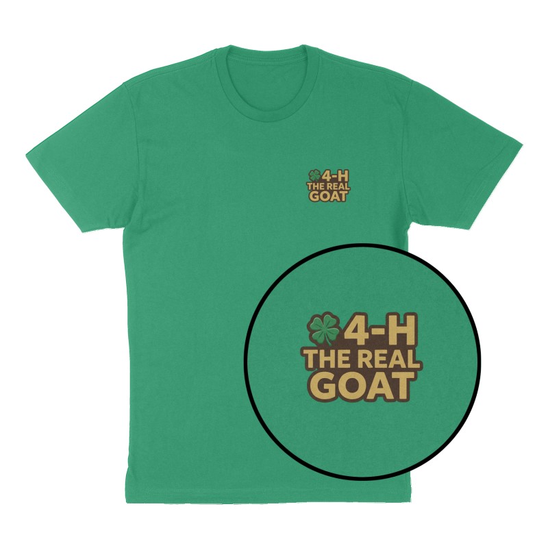 Custom t-shirt: "4-H the real GOAT", Left Chest print, green shirt