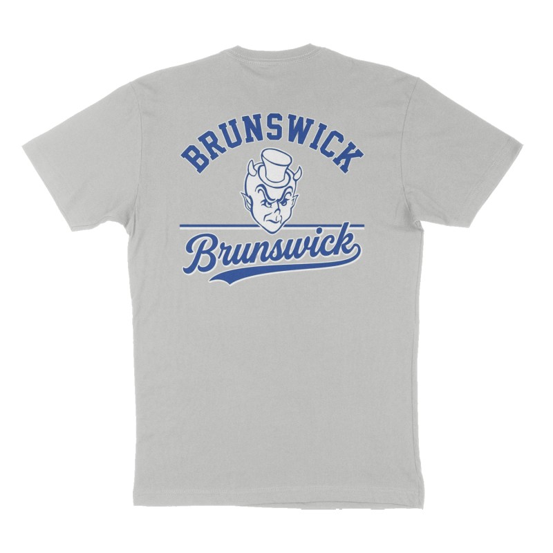Custom t-shirt: "BRUNSWICK", Back print, heather-gray shirt